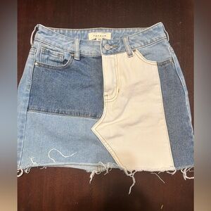 PacSun Blue and Cream Denim Skirt